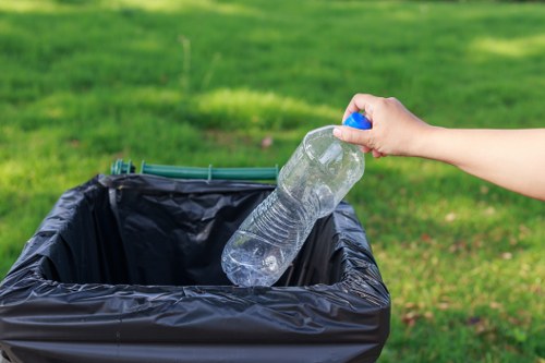 Professional waste management team handling commercial waste